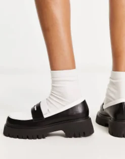 Loafers*Koi Footwear Koi Birch Monochrome Chunky Loafers Black & White