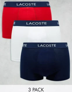 Underwear*Lacoste Essentials 3 Pack Trunks In Multi
