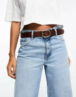Belts*Levi's Arletha Reversible Leather Belt In Black/ With Logo Brown