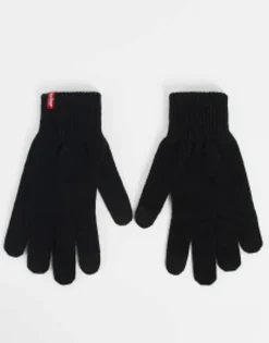 Gloves*Levi's Touch Screen Gloves In With Red Tab Black