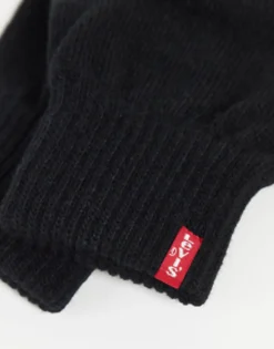 Gloves*Levi's Touch Screen Gloves In With Red Tab Black