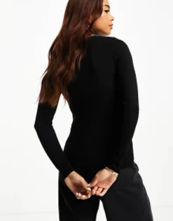 Multipacks*Miss Selfridge Funnel Neck Top Two Pack In Black And Grey Marl