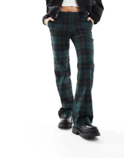 Trousers & Leggings*Monki Tailored Trousers In Green And Black Check Green Black Check