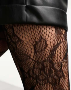 Socks & Tights*My Accessories London Floral Lace Tights In Black