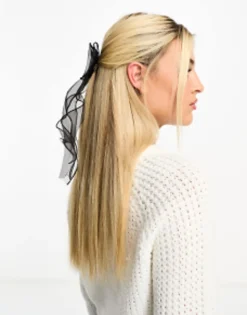 Hair Accessories*My Accessories London Organza Pearl Bow Hair Clip In Black