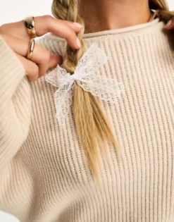 Hair Accessories*My Accessories London Pack Of 2 Lace Bows In White