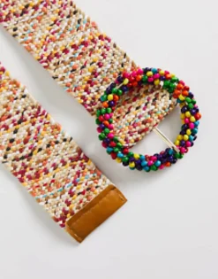 Belts*My Accessories London Woven Rattan Crochet Belt In Bright Multi