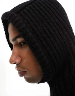 Beanies*My Accessories Man Knitted Loose Balaclava In Black