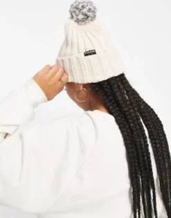 Beanies*Napapijri Semiury Bobble Beanie In Cream Off-White