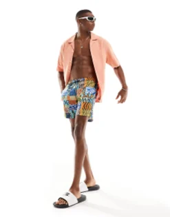 Swimwear*Napapijri Vail Woven Printed Swim Shorts In Patchwork Print Multi