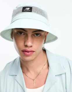 Caps & Hats*New Balance Bucket Hat With Logo In Mint Blue