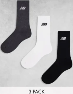 Socks*New Balance Logo Crew Socks 3 Pack In Multi