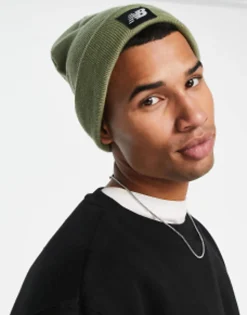 Beanies*New Balance Logo Patch Beanie In Olive Green