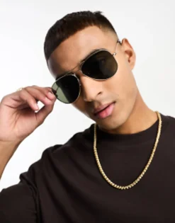 Sunglasses*New Look Aviator Sunglasses In Gold
