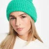Hats*New Look Chunky Turn Up Beanie In Bright Green Mid Green