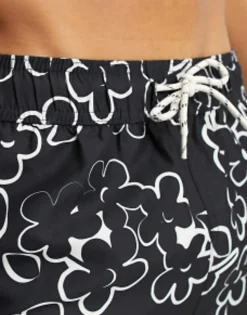 Swimwear*New Look Daisy Swim Shorts In Mono Black Pattern