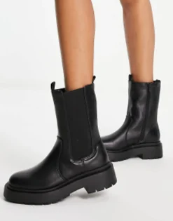 Chelsea Boots*New Look Flat Chunky High Ankle Chelsea Boot In Black