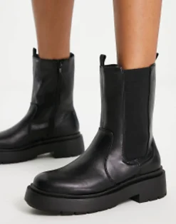 Chelsea Boots*New Look Flat Chunky High Ankle Chelsea Boot In Black