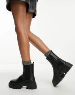 Chelsea Boots*New Look Flat Chunky High Ankle Chelsea Boot In Black