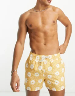 Swimwear*New Look Lilypad Swim Shorts In Yellow Yellow Pattern