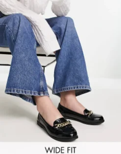 Loafers*New Look Patent Snaffle Loafer In Black