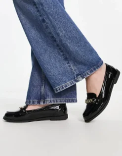 Loafers*New Look Patent Snaffle Loafer In Black