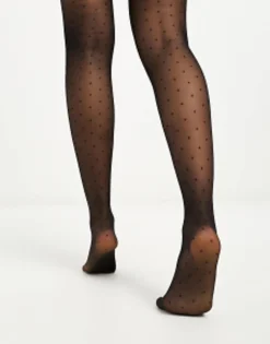 Socks & Tights*New Look Polka Dot Tights In Black