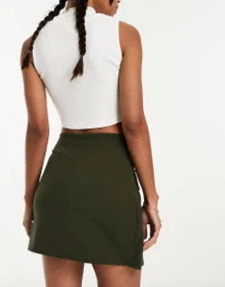 Shorts*New Look Utility Wrap Skort In Khaki Green