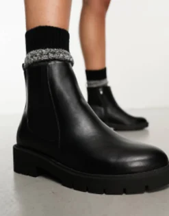 Chelsea Boots*New Look Wide Fit Pu Stitch Chelsea Boots In Black