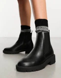 Chelsea Boots*New Look Wide Fit Pu Stitch Chelsea Boots In Black