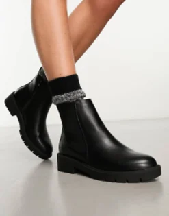 Chelsea Boots*New Look Wide Fit Pu Stitch Chelsea Boots In Black