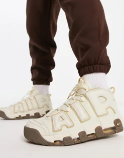 Sportswear*Nike Air More Uptempo Trainers In And Gold With Gum Sole Cream