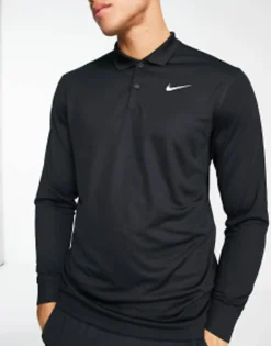 Polo Shirts*Nike Golf Victory Dri-Fit Long Sleeve Polo In Black