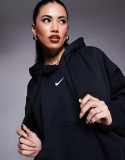 Sportswear*Nike Mini Swoosh Extra Oversized Pullover Hoodie In And Sail Black