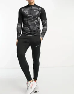 Sportswear*Nike Running Element Camo Half Zip Sweat In Black