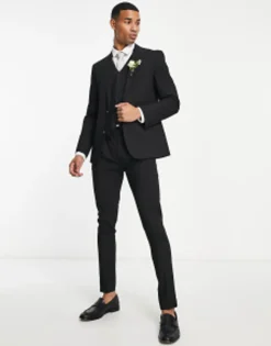 Suits & Tailoring*Noak 'Camden' Skinny Premium Fabric Suit In Black With Stretch
