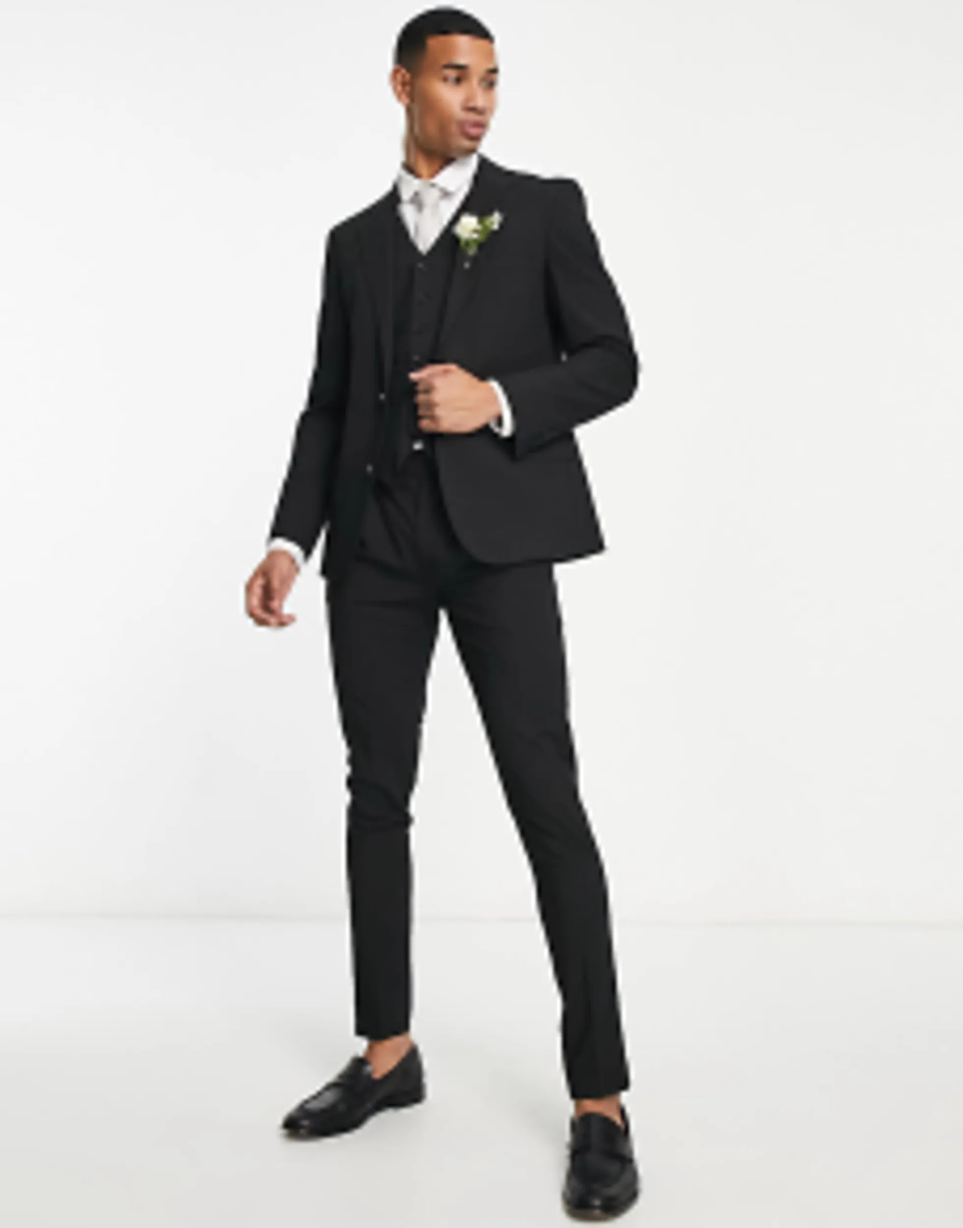 Suits & Tailoring*Noak 'Camden' Skinny Premium Fabric Suit In Black With Stretch
