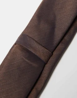 Ties*Noak Slim Tie In Crosshatch Brown