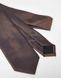 Ties*Noak Slim Tie In Crosshatch Brown