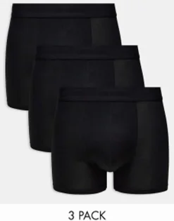Underwear*ONLY & SONS 3 Pack Bamboo Trunks In Black