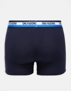 Underwear*ONLY & SONS 3 Pack Trunks With Contrast Waistband In Multi Night Sky