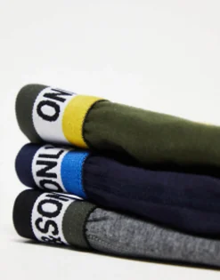 Underwear*ONLY & SONS 3 Pack Trunks With Contrast Waistband In Multi Night Sky