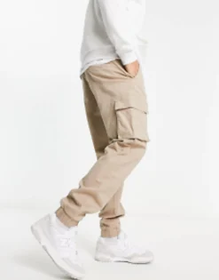 Trousers & Chinos*Only & Sons Cuffed Cargo Trousers In Slim Fit Stone Chinchilla