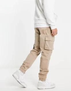 Trousers & Chinos*Only & Sons Cuffed Cargo Trousers In Slim Fit Stone Chinchilla