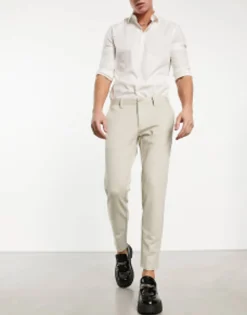 Suits & Tailoring*ONLY & SONS Slim Fit Tapered Smart Trousers In Beige Moonstruck