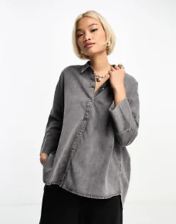 Shirts*ONLY Denim Shirt In Washed Grey