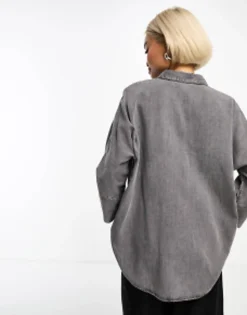 Shirts*ONLY Denim Shirt In Washed Grey