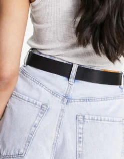 Belts*Pieces Leather Buckle Belt In Black