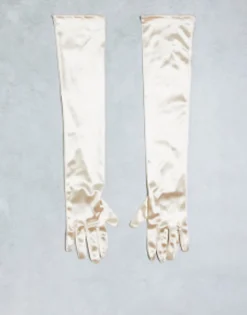 Gloves*Pieces Long Satin Gloves In Gold