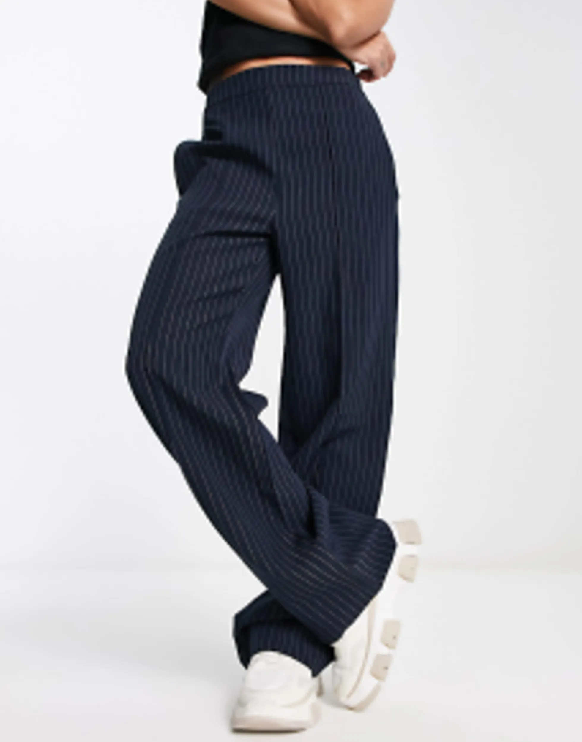 Suits & Tailoring*Pieces Tailored Blazer And Straight Leg Trouser In Navy Pinstripe
